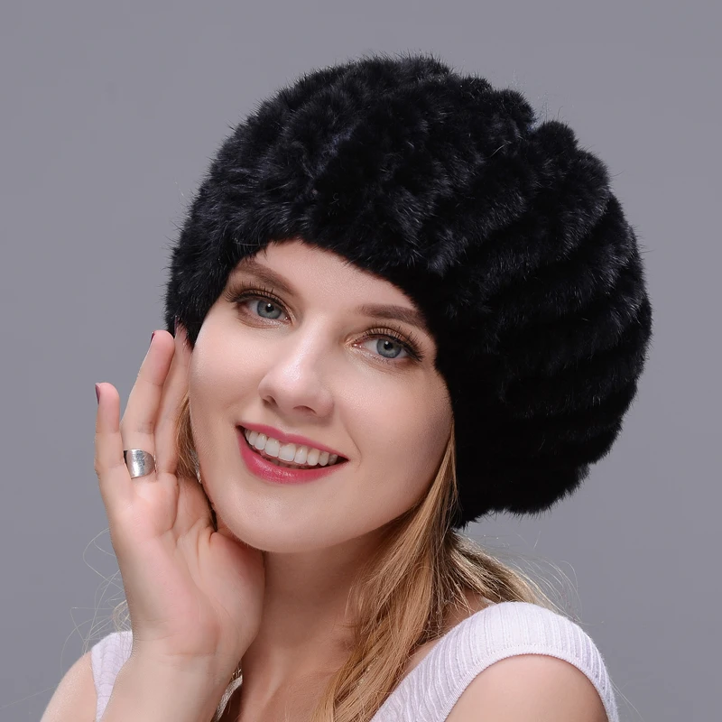 Моллюсков Hat 2017 Лидер продаж Для женщин зимние Кепки ушками теплая норка вязаная