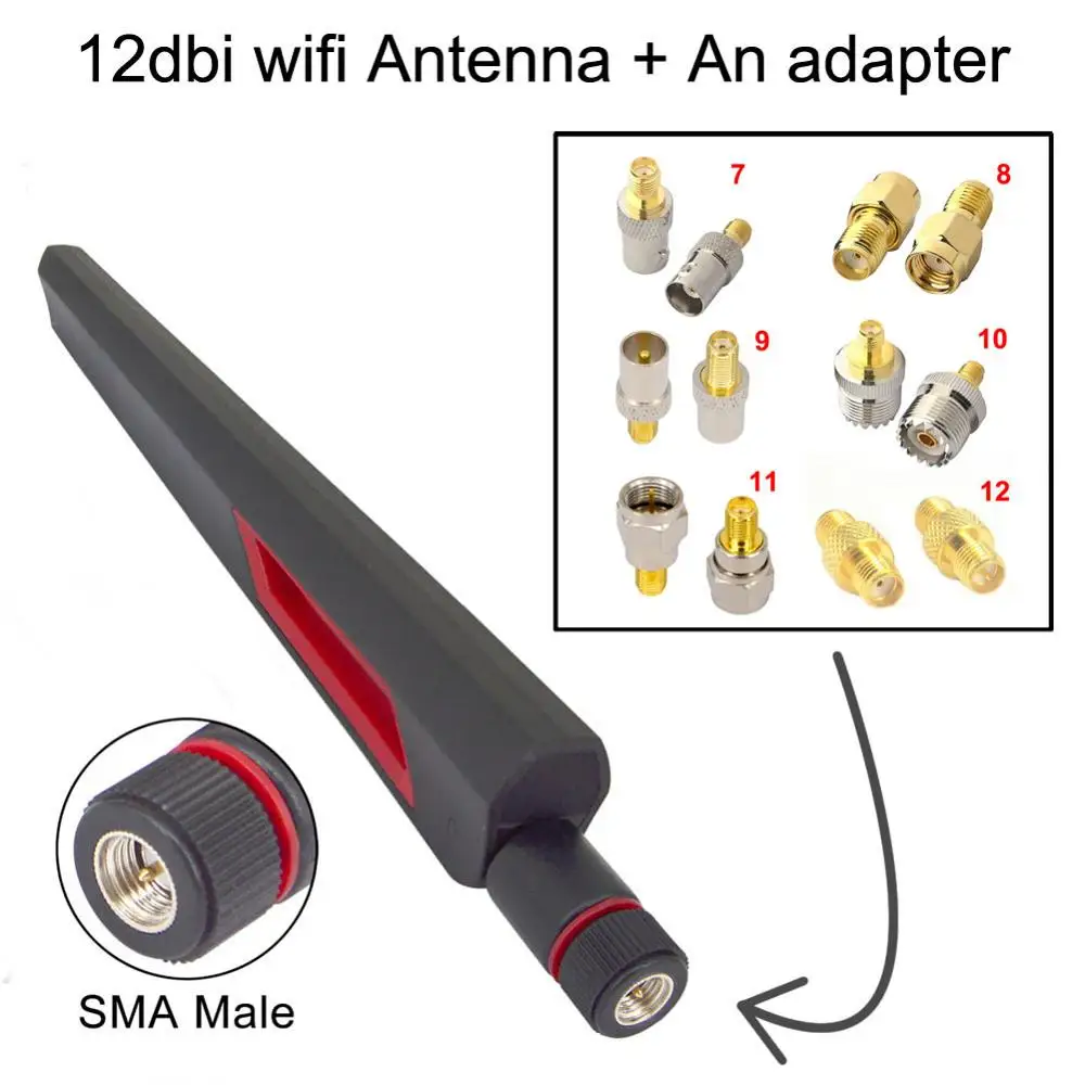 Антенна Wi Fi 12 дБи Двухдиапазонная 2 4 ГГц Φ мужской усилитель SMA + адаптер Женский