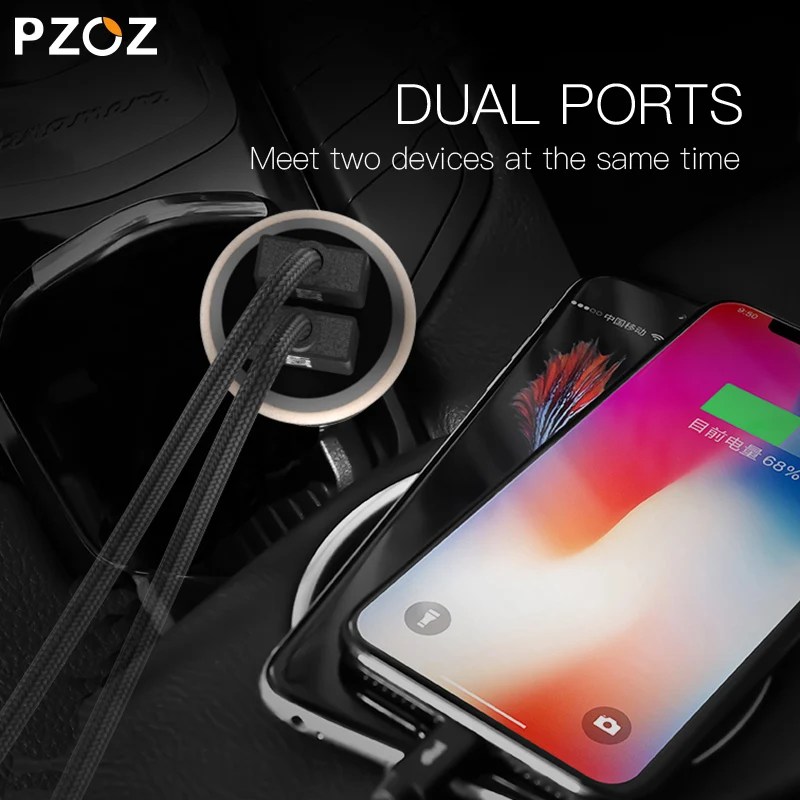 Автомобильное зарядное устройство PZOZ USB быстрая зарядка 3 1 А двойное