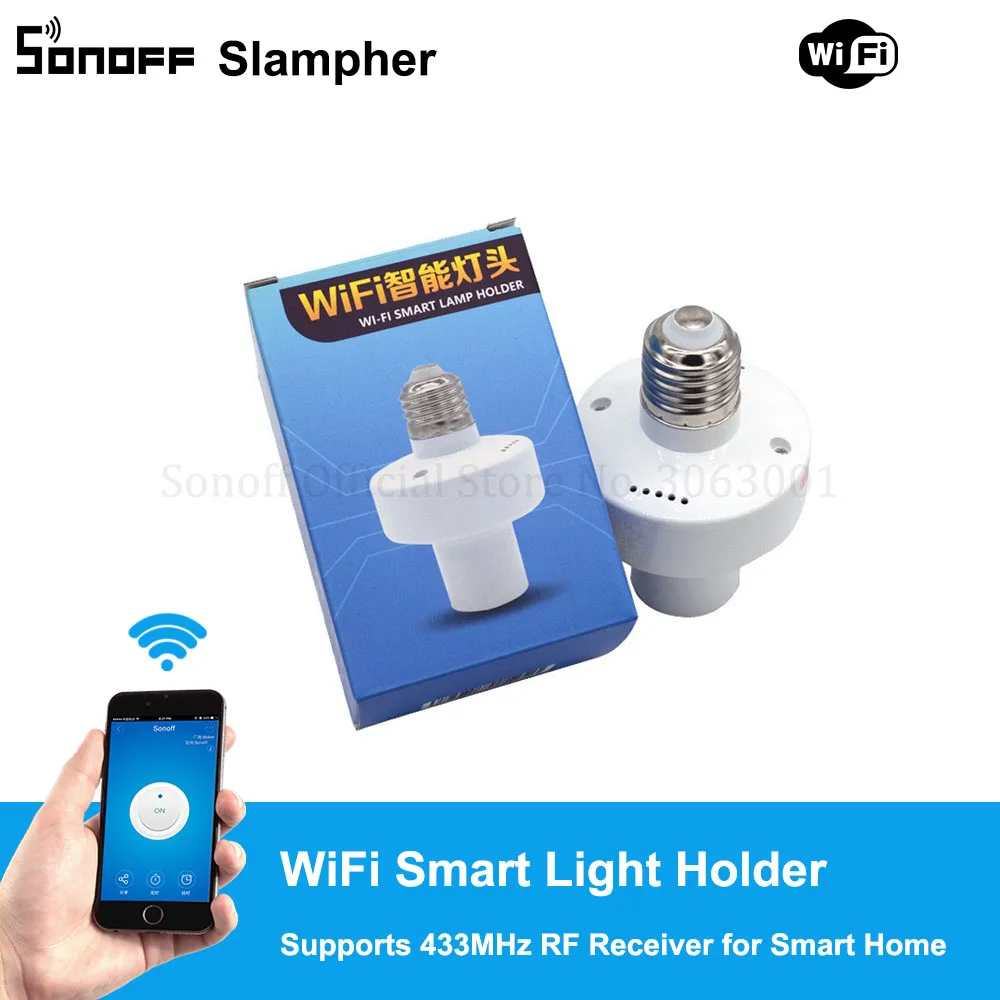 Sonoff Slampher RF 433MHz Wifi умный держатель света E27 Универсальный WiFi лампочки поддерживает