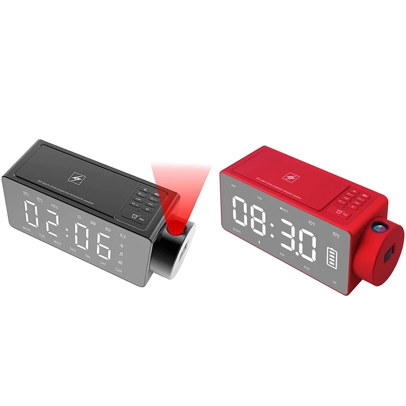 Проекционный Будильник Bluetooth динамик с беспроводной зарядкой Diy Мелодия звонка