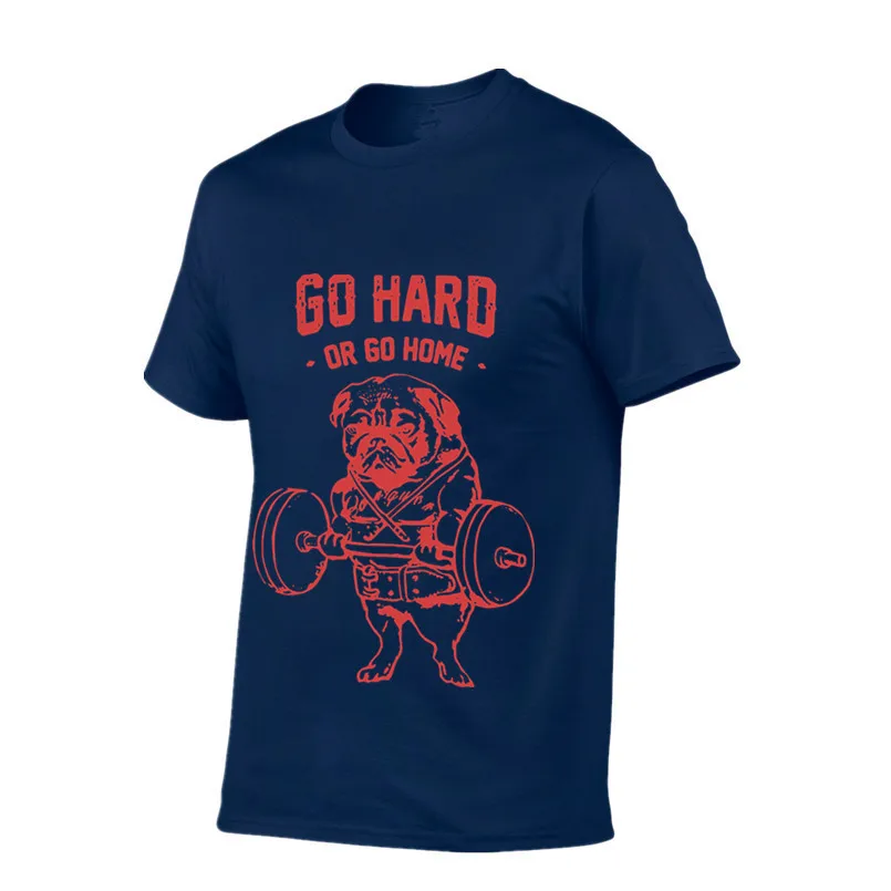 100% хлопок go home or hard мопса печатных мужчин crewneck Футболка с коротким рукавом