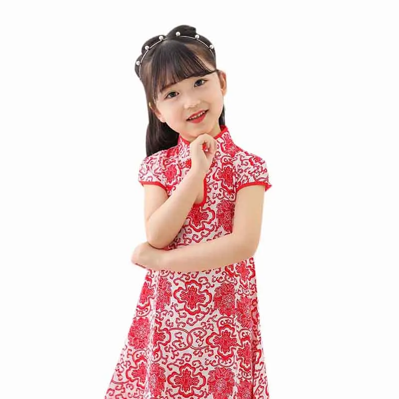 Детская одежда платье для девочек в китайском стиле Cheongsam От 1 до 5 лет детское
