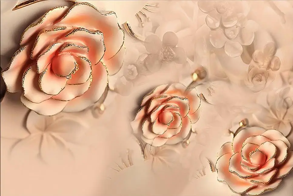 3d обои Роза Пион цветок Ретро Пномпень ТВ фон спальня фото 3d|photo wall paper|wall paper 3dwall |