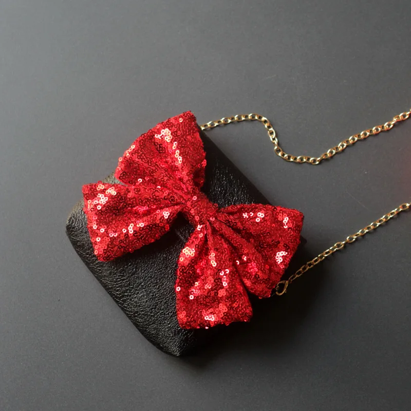 

PU Leather Princess Chain Bow Cute Children Shoulder Crossbody Bag Kids Mini Money Pouch Female Carteira Brand 2022 for Girls