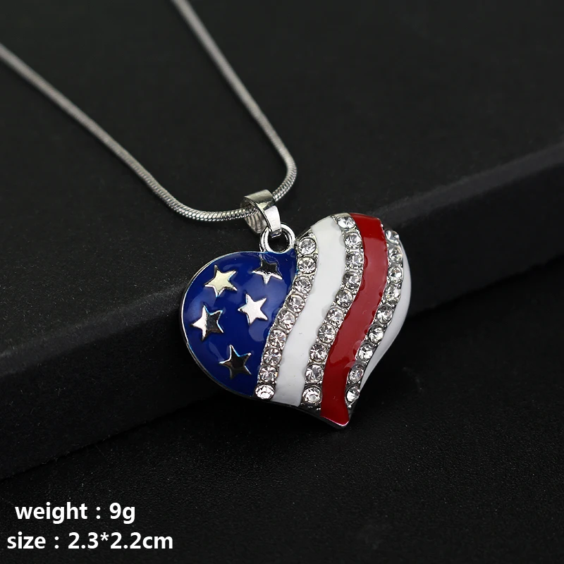 4th July День Независимости сердце с американским флагом Цепочки и ожерелья