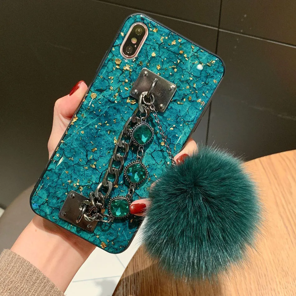 Чехлы для телефонов iPhone 12 Mini 11 Pro Max XR XS X 8 7 6 6S Plus SE 2020 чехол с блестящим лисьим мехом