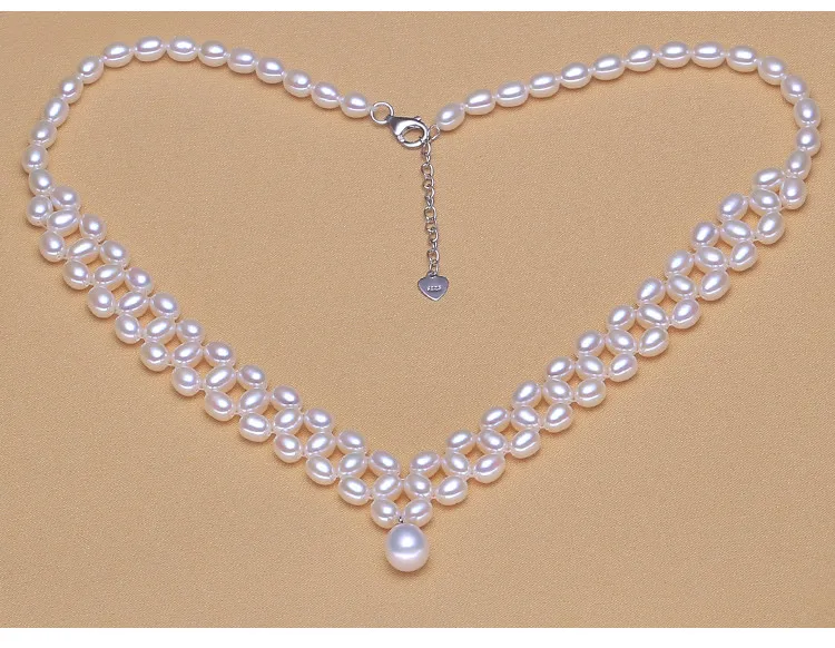 2017 Мода 6 7 мм Райс Пресной Воды Pearl Choker Ювелирные Изделия Стерлингового Серебра 925
