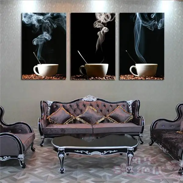 Luxry 3 Панель кофе Wall-Art Картина современная живопись на холсте украшения дома