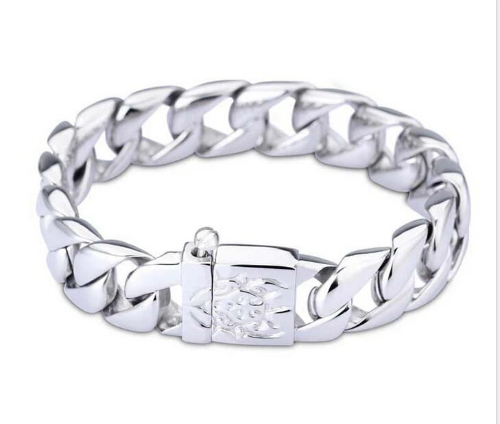 

15 мм тяжелый модный хип-хоп браслет из титановой стали, Байкерский браслет с черепом, мужские золотые браслеты из нержавеющей стали, кубинск...