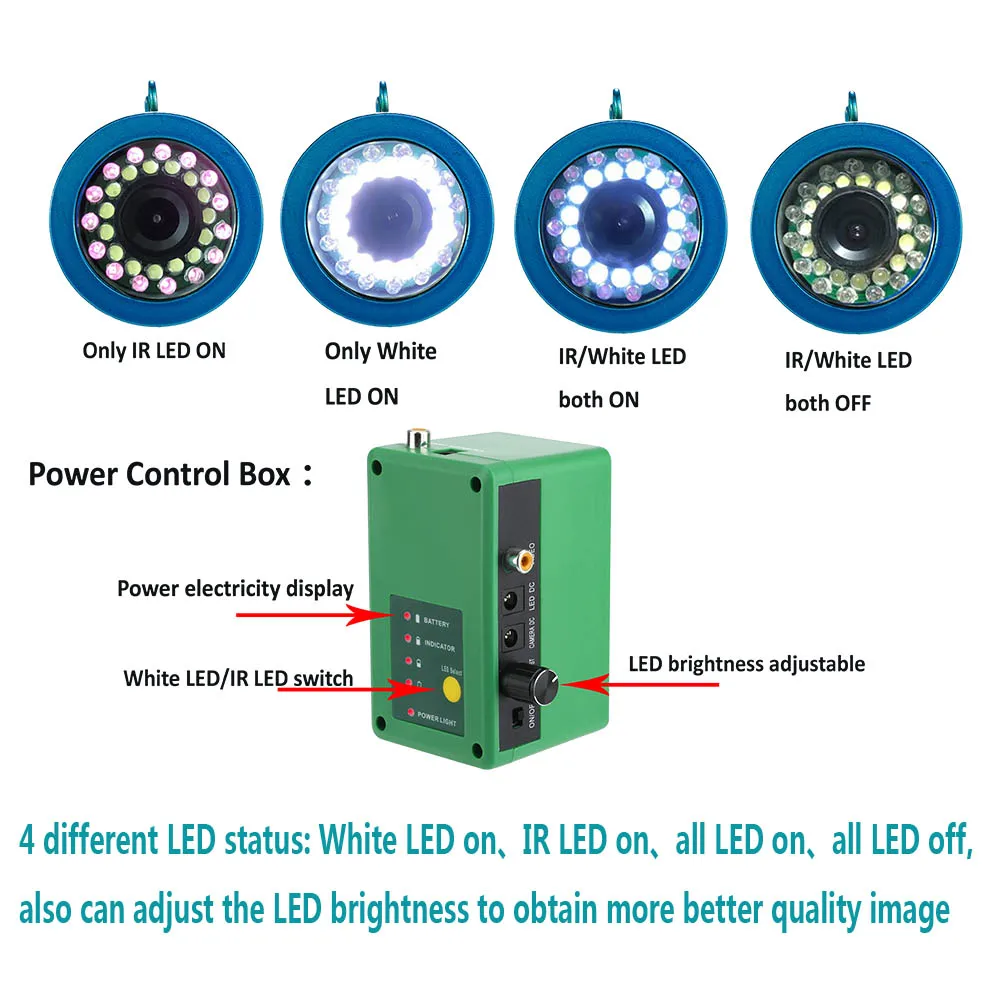 

PDDHKK 9'' Inch Waterproof Night Vision Camera For Fishing 15pcs White LEDs + 15pcs Infrared Lamp For Ocean/Ice/Lake Fishing