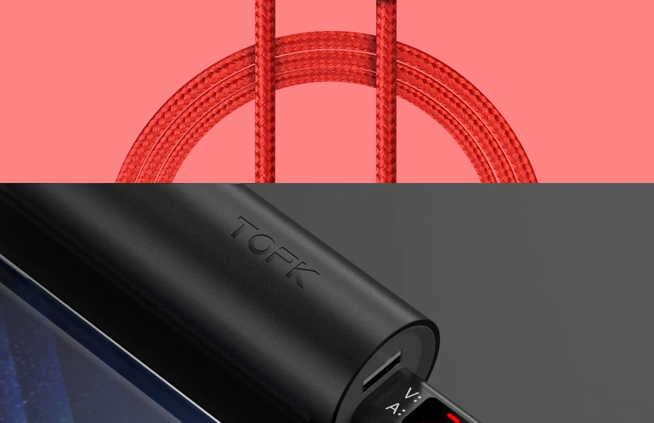 TOPK AC27 3A usb type-C кабель для передачи данных USBC кабель для быстрой зарядки напряжение и ток дисплей USB-C кабель для samsung S9 S8 redmi note 7