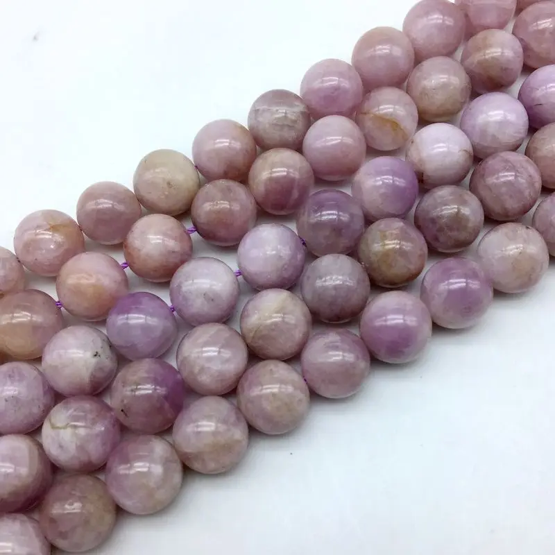 

Natural Kunzite Mica Really Stone Spodumene Round Smooth Beads 8 mm 10 mm 12 mm Diy Bracelet Necklace Not Glass No Dyed Color