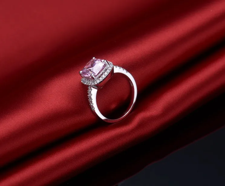 

Sales Never Fade Solid Gold 14K Pink Ring 3CT SONA Diamond Cushion Ring Jewelry Engagement for Fiancee White Gold Band