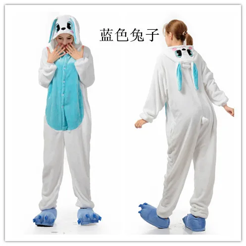 Мужские и женские пижамные комбинезоны с рисунком белого голубого кролика для