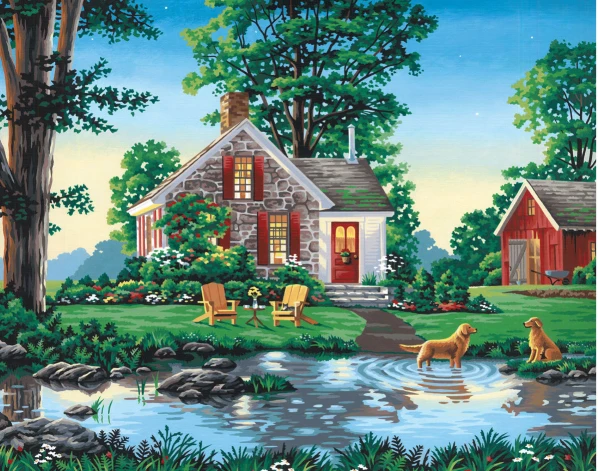 DIY Diamond embroidery Landscape Cabin Forest Cross Stitch 5D diamond painting rhinestones Home Decor Christmas gift | Дом и сад