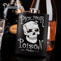 mealivos fashion skull 8 oz 304 stainless steel hip flask alcohol liquor whiskey vodka bottle gifts wine pot drinkware
