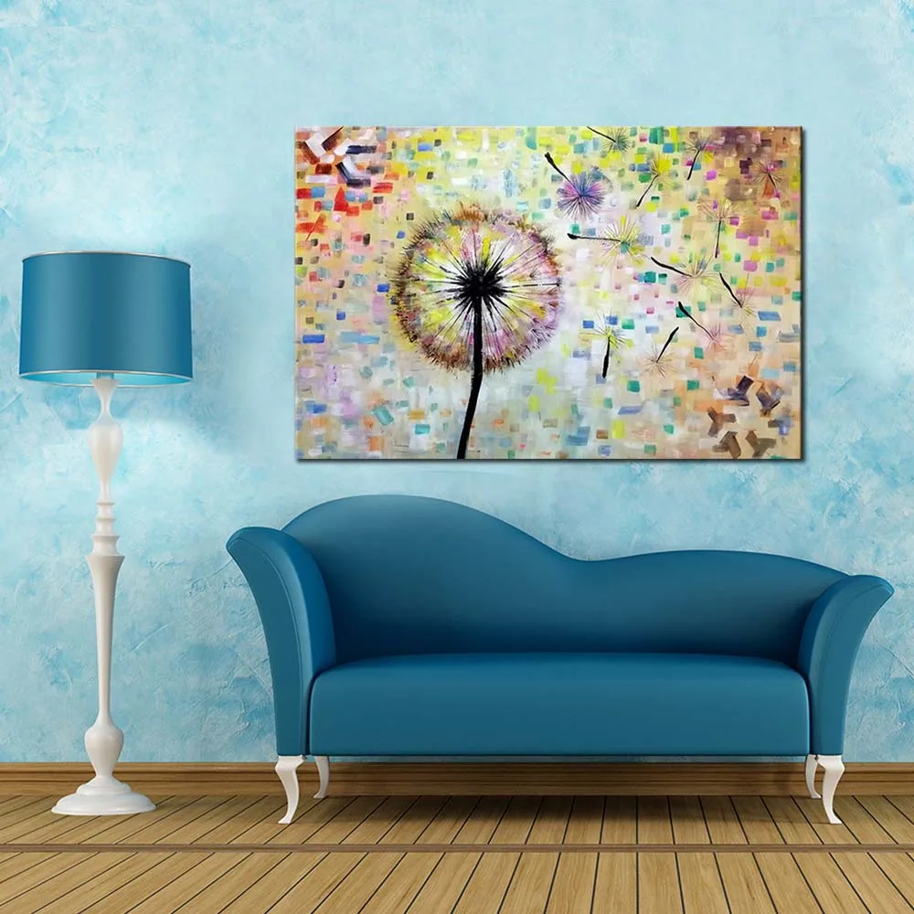 

Hand Painted Abstract Dandelion Landscape Oil Painting On Canvas Wall Decor Dandelion Wall Pictures For Living Room Home Decor