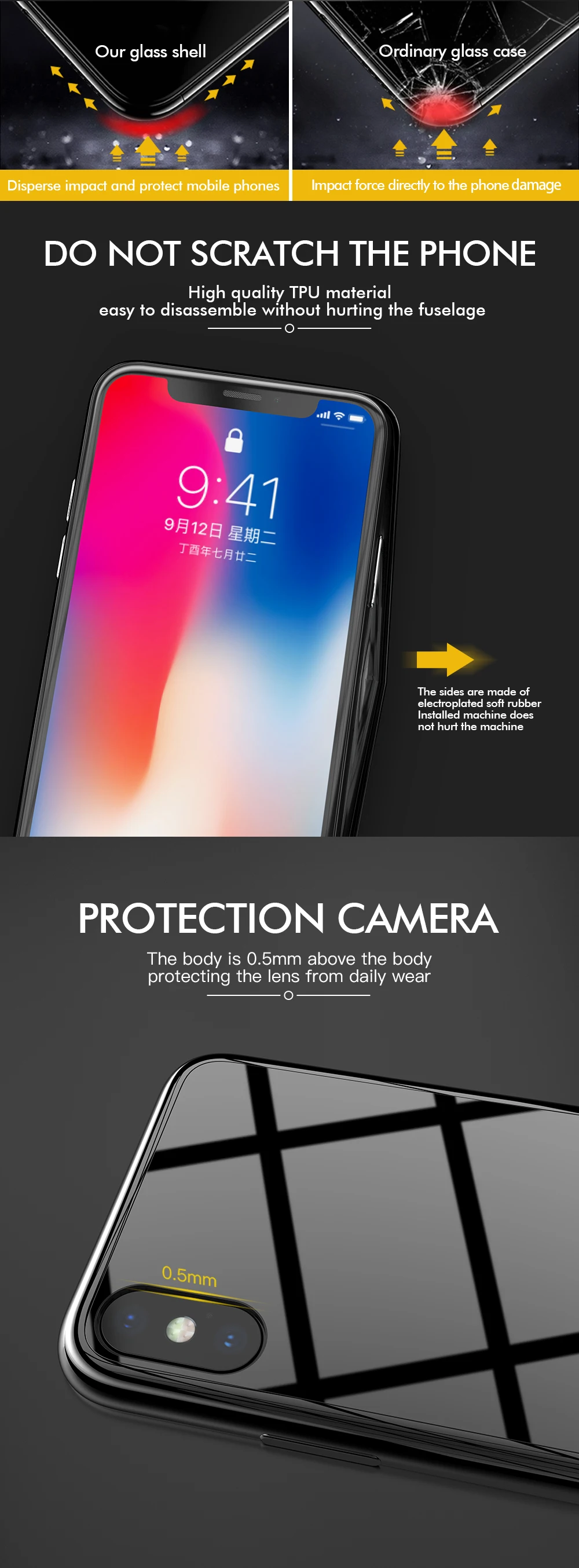 KEYSION чехол из закаленного стекла для телефона для iPhone Xs Max XR покрытие Блестящий ТПУ задняя крышка для iPhone XS X XR с часами палец кольцо