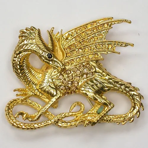 

Fashion pins Yellow Rhinestone Dinosaur brooch Jewelry gift Pin brooches C963 G2