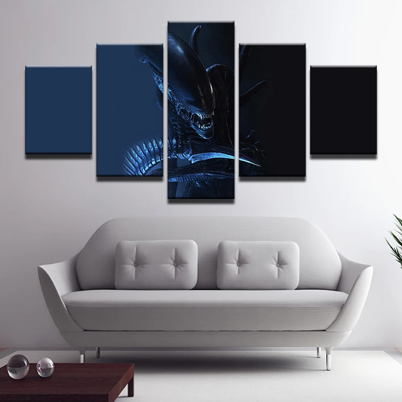 Современный домашний декор рамка для плаката модульная 5 шт. HD Печать Alien Predator