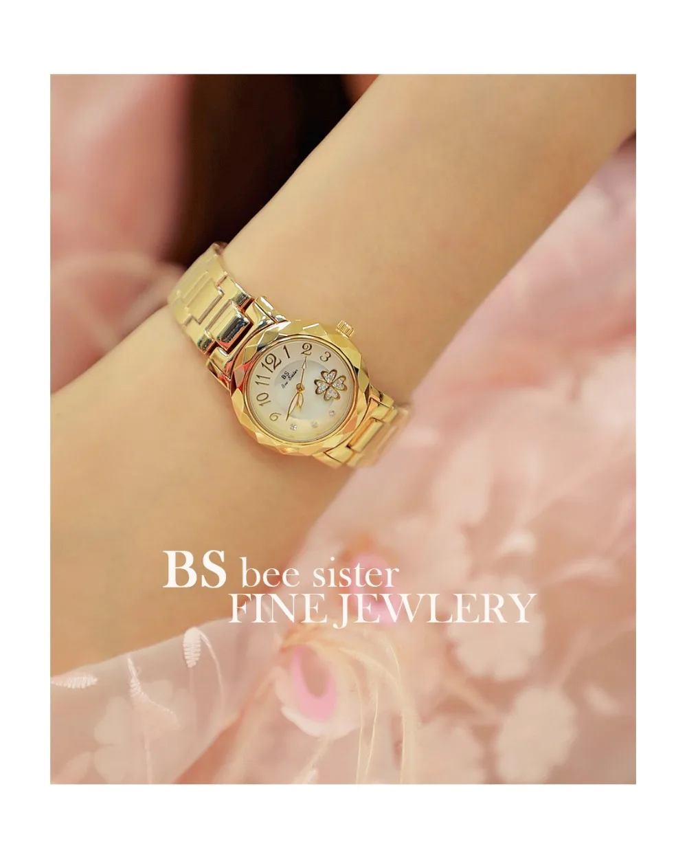 BS bee sister брендовые Золотые женские часы-браслет Новые Роскошные Кварцевые часы из нержавеющей стали женские модные элегантные Montre Femme