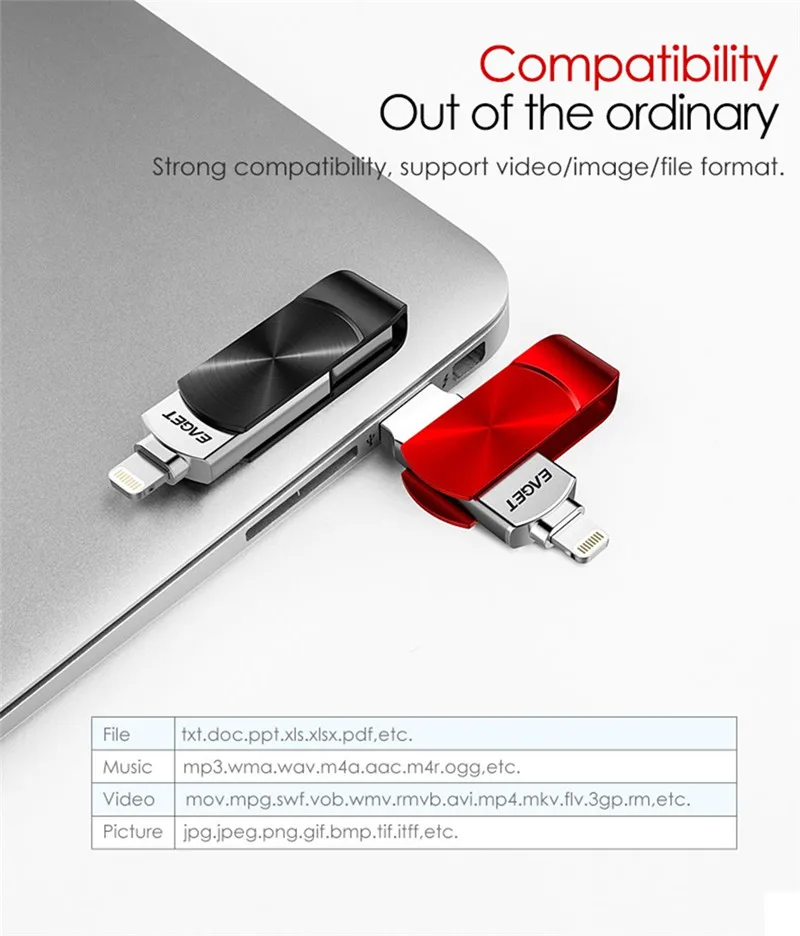 Eaget I66 OTG USB флеш-накопитель 64 Гб 128 ГБ USB 3,0 Флешка 128 ГБ флеш-накопитель шифрование MFI металлическая ручка-накопитель 64 ГБ для iPhone ПК
