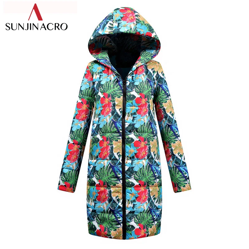 SUNJINACRO Bohemian толстые теплые ватные подкладочные парки с капюшоном женские зимние