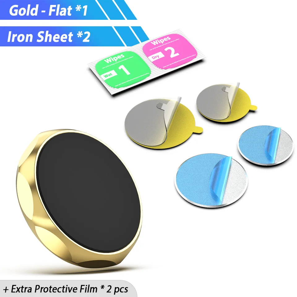 Gold Flat Magnetic Магнитный держатель для телефона для iPhone 7 samsung S10 Note 10 plus Автомобильный держатель для мобильного телефона Xiaomi Mi 9 A3 huawei P30 - Цвет: Gold Flat Magnetic