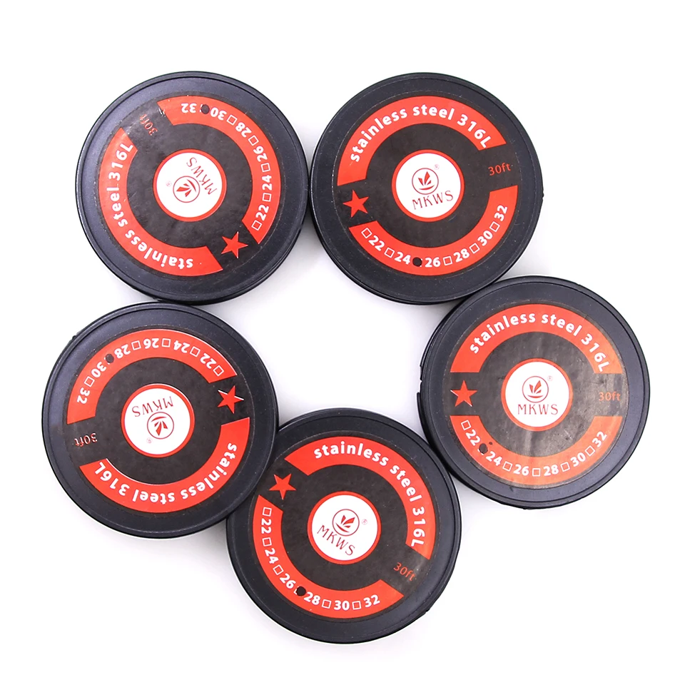Проволока MKWS из нержавеющей стали ss316 30FT 22ga 24ga 26ga 28ga 30ga 32ga 100FT 36ga 38ga 40ga 10 м 30 катушка