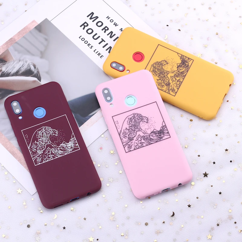 Силиконовый чехол для телефона Samsung S8 S9 S10 S10e S20 Plus Note 8 9 The Great Wave off Kanagawa карамельные