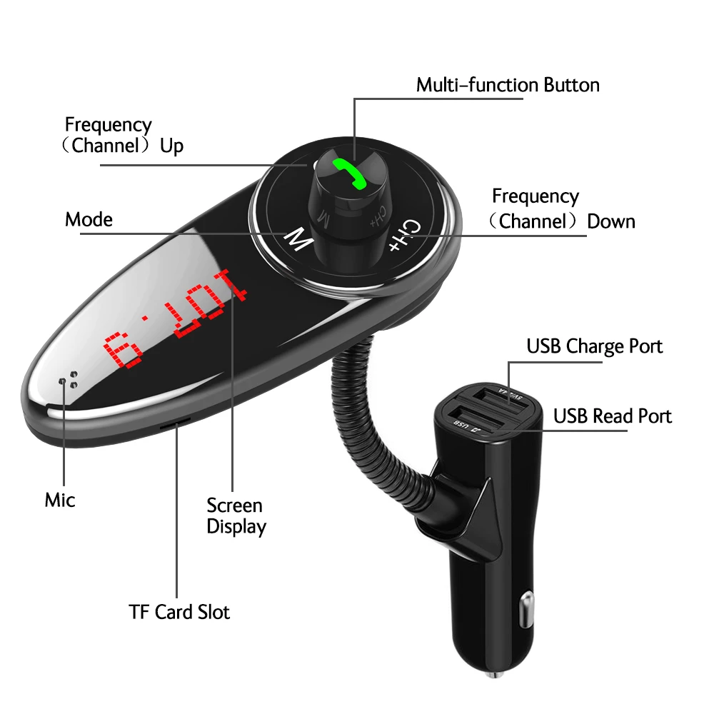 Автомобильный MP3 плеер Nulaxy Bluetooth fm передатчик Hands free автомобильный комплект радио