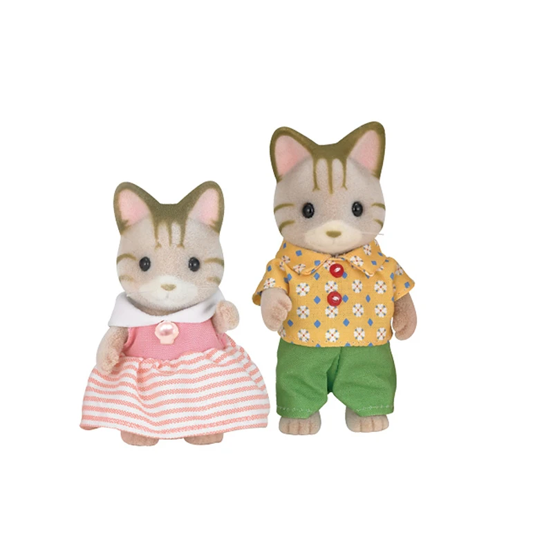 Sylvanian family three-grain cat Набор фигурок из 4 предметов для родителей и детей игрушка