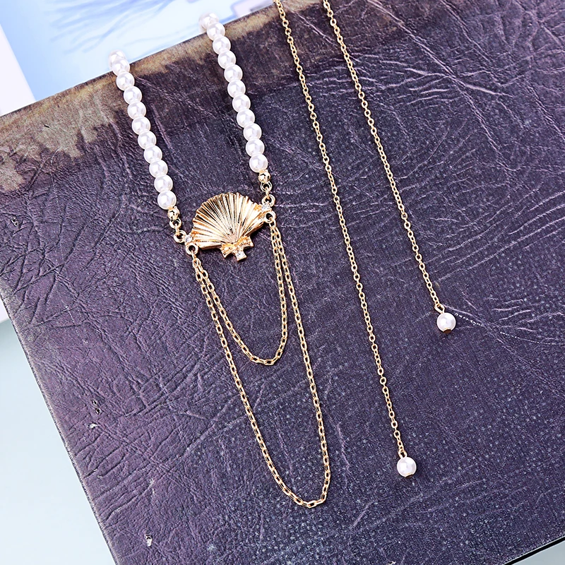 Простое дизайнерское ожерелье золотого цвета с регулируемой ракушкой для женщин