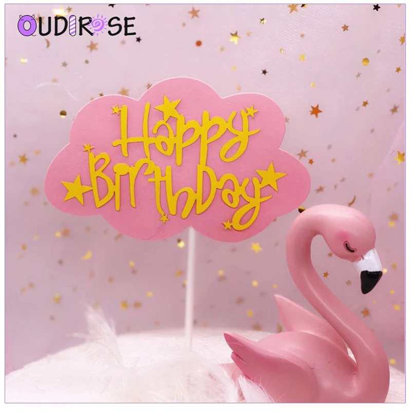 OUDIROSE/синий, розовый топ для торта, шляпа с облаком, топ для торта на день рождения, логотип, для мальчиков, для всей семьи, для дня рождения, декорирование выпечки, свадебные Suppllies