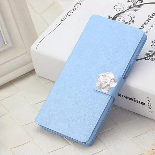 Blue With Flower Роскошный ультра тонкий кожаный чехол для lenovo A5000 A 5000, откидной Чехол-книжка, дизайнерская сумка для мобильного телефона с отделением для карт - Цвет: Blue With Flower