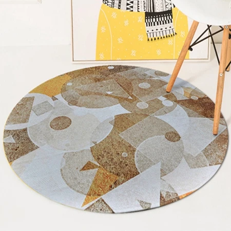 Carpet1 Европейские круглые ковры коричневый желтый серый Tapete винтажные геометрические Нескользящие Коврики для дома, спальни, коврики для ног - Цвет: Carpet1