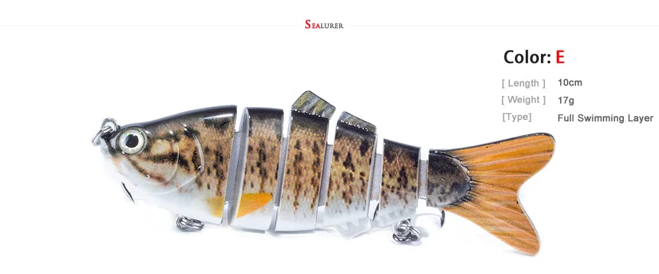 6 Сегмента Прикормы Crankbait Жесткий Swimbait 17 г 10 см Медленный Bait 5 шт./лот Рыболовные