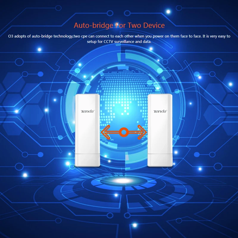 Tenda O3 150 Мбит/с Открытый 5 км 2,4 г CPE беспроводной WiFi ретранслятор расширитель маршрутизатор точка доступа Wi-Fi мост с POE адаптером
