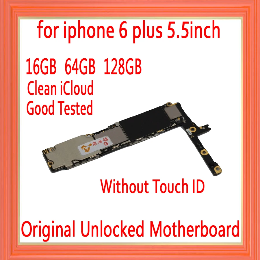 16 Гб 64 Гб 128 ГБ для iphone 6 Plus 5,5 дюймов материнская плата без сенсорного ID, оригинальные разблокированные для iphone 6 P логические платы без сенсорного ID