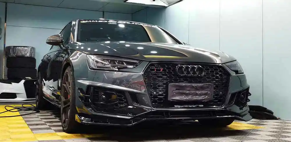 RS4 кузова автомобиля ABT наборы кузова для Audi RS4 передний бампер/Передняя решетка/передняя губа/ACC противотуманная фара крышка/боковое крыло вентиляционное отверстие - Цвет: CX-RS4-B7
