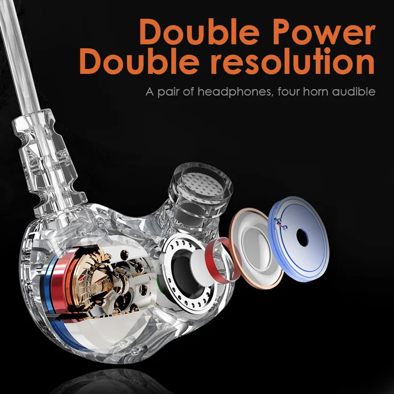 Overfly двойные динамические проводные наушники вкладыши стерео музыка спортивные