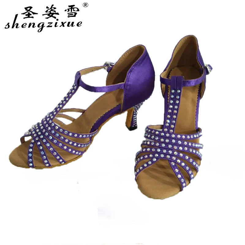 WUXIJIAO фантазия фиолетовый и розовый латинские танцевальные туфли