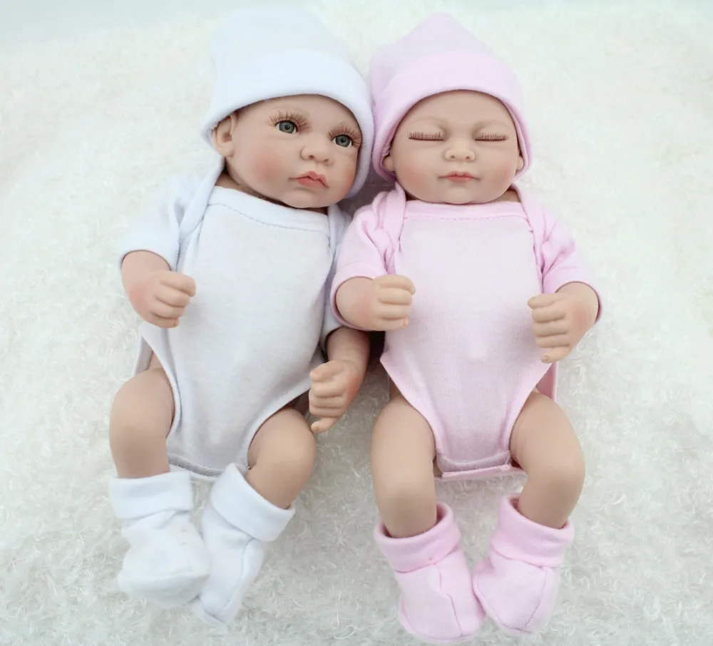 NPKDOLL 10 дюймов мини новорожденный детский игровой домик игрушки Полное виниловое тело куклы Reborn Baby Twins куклы для детей игрушки для девочек