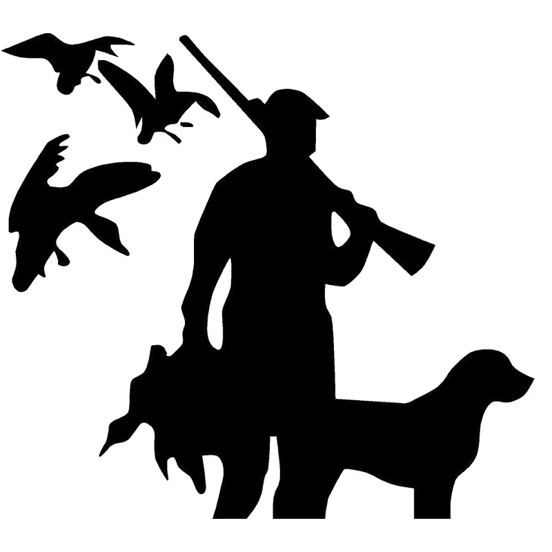 Car Sticker 3D 14cm*12.8cm Duck Hunting Dog Fashion Funny Stickers and Decals Vinyl Styling Black Silver | Автомобили и мотоциклы
