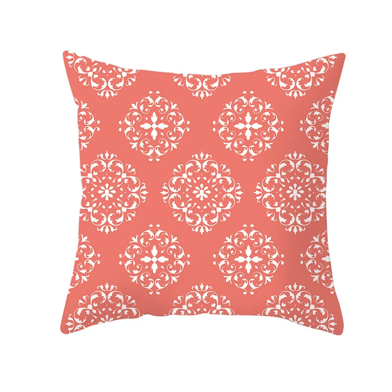 27 Lychee Coral Series Printed Pattern Pillow Cases Colorful Polyester Peachskin 45x45cm Pillow Cases For Bedroom Home Office - Color: 27