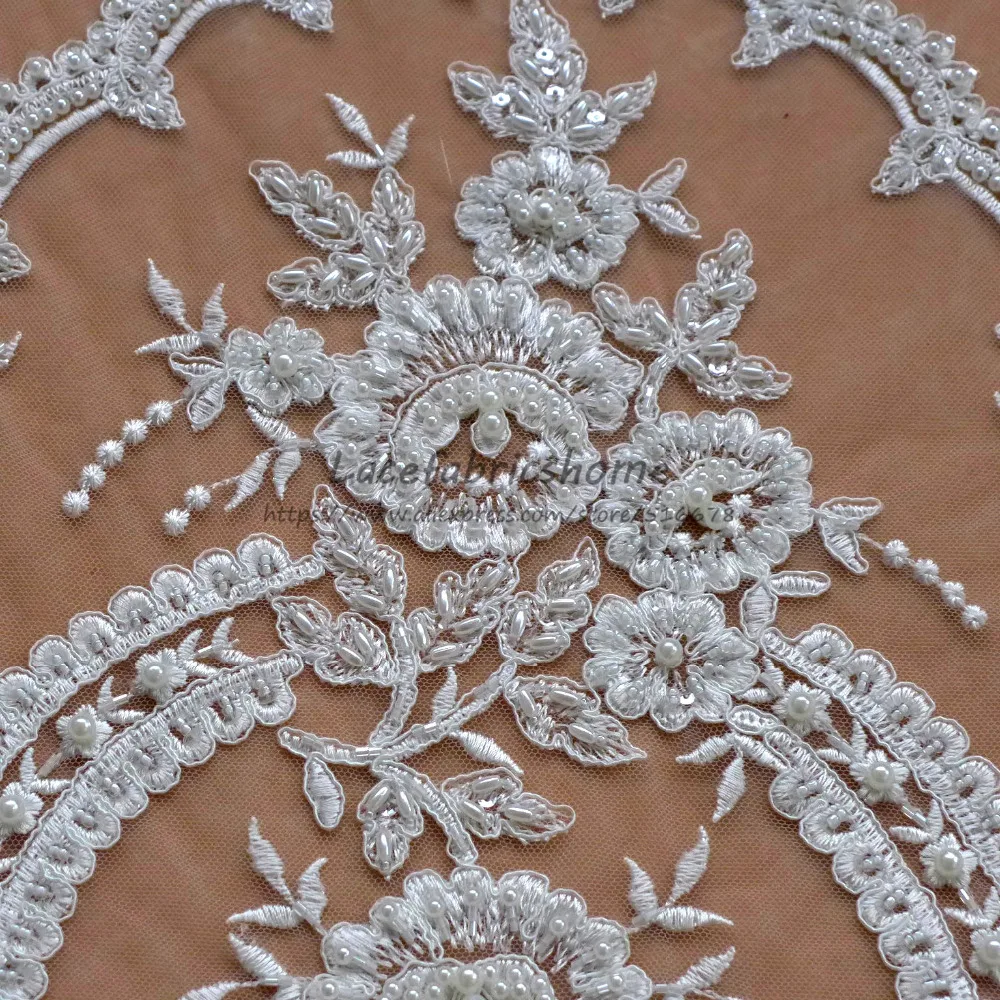 Новое модное очень тяжелое платье цвета слоновой кости с бусинами кружевное 130 см