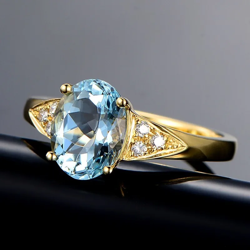 AINUOSHI, 3ct, овальная огранка, топаз, желтое золото, цветное кольцо, 925 пробы, серебро, натуральный голубой топаз, кольцо, хорошее обручальное кольцо для женщин