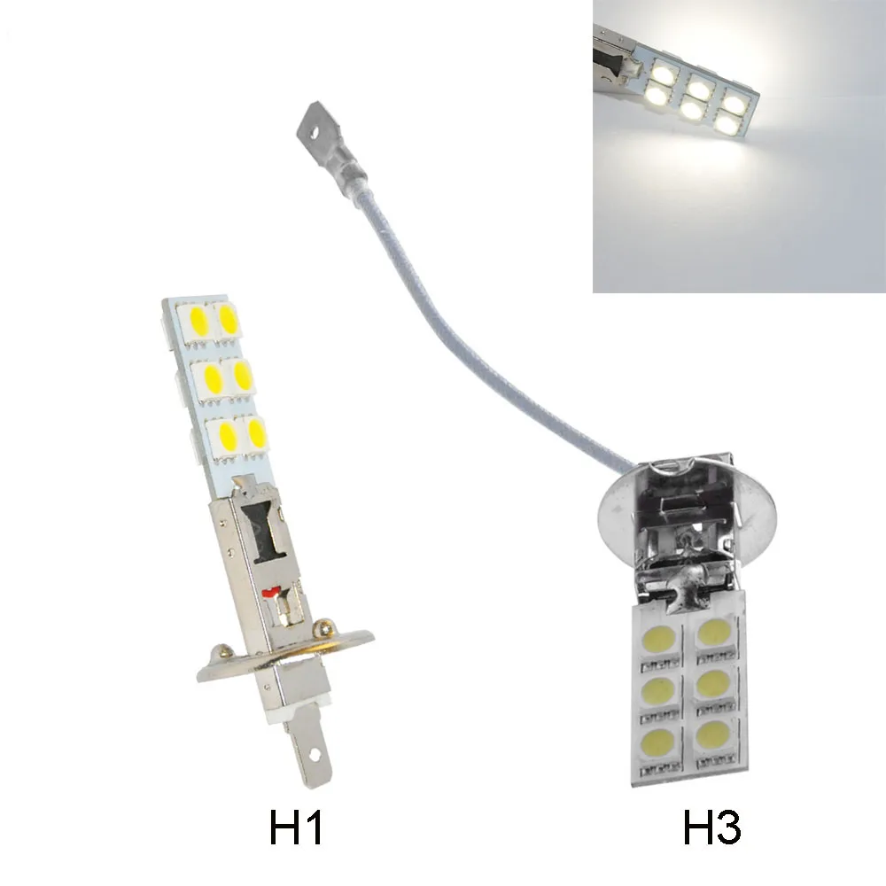 10 шт. Авто H1 H3 12 5050 SMD светодиодный чистый белый фары Противотуманные лампы DC 12V 1 5