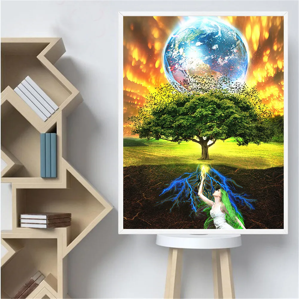 Алмазная вышивка huacan Tree Fantasy Алмазная картина 5d пейзаж полный квадратный/круглый кулон для картинки Алмазная вышивка с Носорогом ручной работы